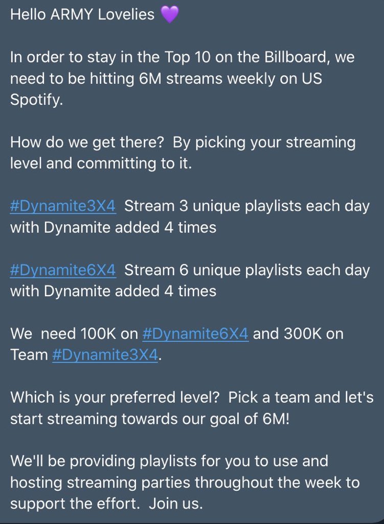  CALL TO ACTION  Streaming Party Tonight  Hosted by:  @BorahaeFunds_DATime: 9:00 PM EST | 8:00PM CST | 6:00PM PSTWill be happening all week! Please join us as we will be measuring the data for Dynamite! @BTS_twt  #DynamiteLuvAffair #BHFDAStreamingParty  https://twitter.com/borahaefunds_da/status/1305278378610757632