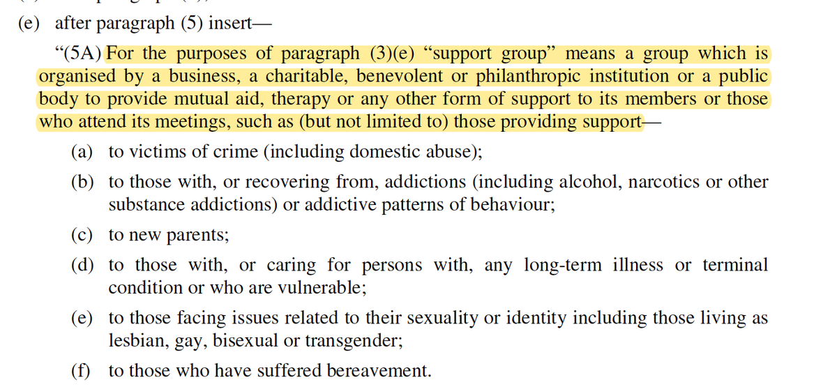 There are some brand new terms, perhaps never before seen in law, in the exceptions:- "Support group" /9