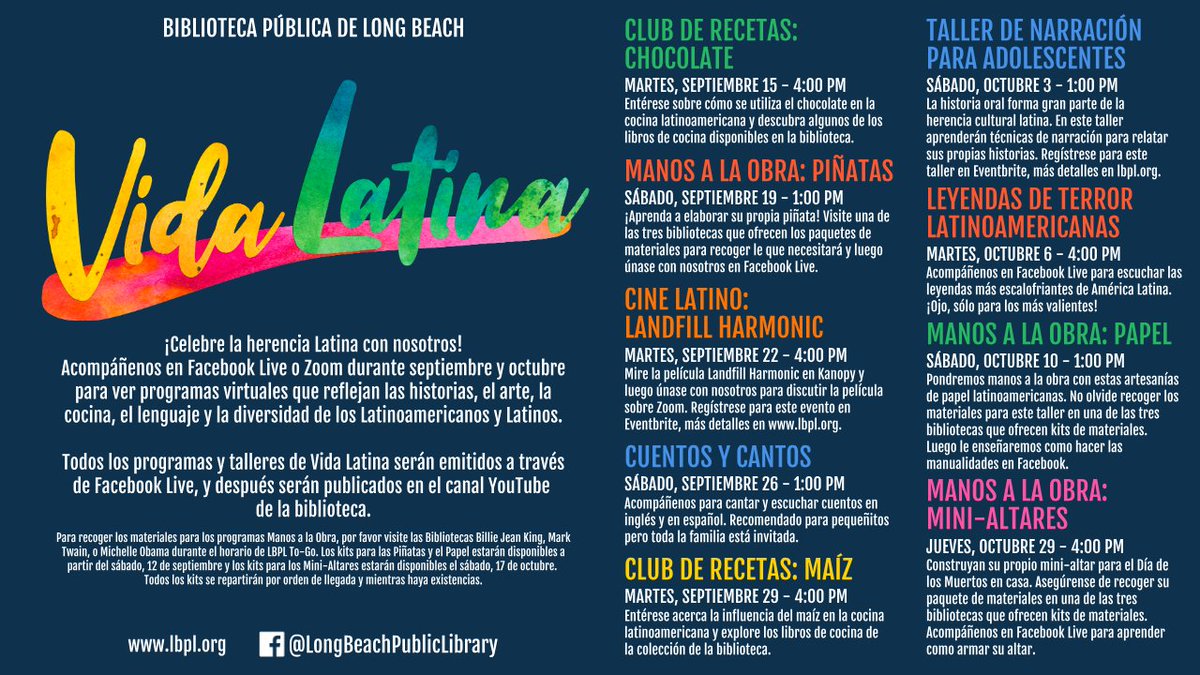#ProudtobeLBUSD colleagues please spread the word of the amazing line up of activities to celebrate Latino heritage Sept./Oct. 
<a href="/LBCityLibrary/">Long Beach Public Library</a>
 #PowerofTLs