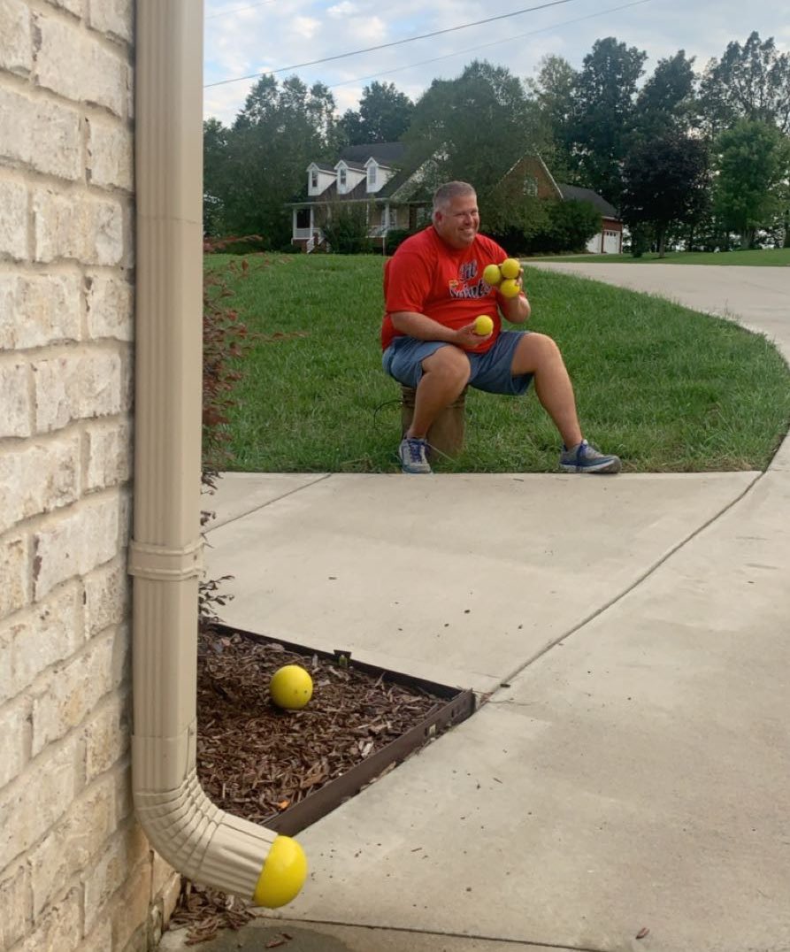 Went to hit some TC Balls with dad today... what are the odds that one would land here?? 😂😂 Good thing I didn’t take up bowling #gutterball