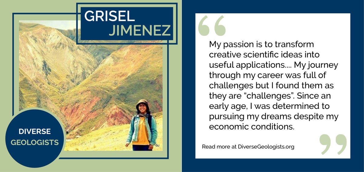Meet Grisel Jiménez (she/her), research scientist in #carbonate modeling. Read more on our website: diversegeologists.org/post/grisel-ji… #WomenInSTEM #GeoLatinas #LatinxInGeoscience #WomenInGeoscience #WomenInTech #WomenInEngineering #lapaz #bolivia #IndigenousGeoscientists @georockgris
