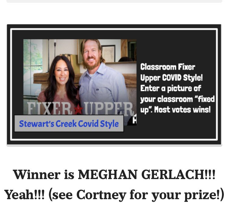 CobraEra5's tweet photo. WINNER! I’d love @joannagaines & @chipgaines help in my classroom for real! We would be unstoppable! #underthesce #spiritchallenge https://t.co/A2g0PG7Ejn