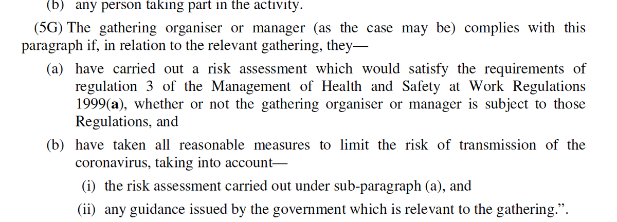 Good to see, as promised in the guidance, for the first time in six months protests are permitted as long as they complete a risk assessment and follow guidance Weirdly, 'political body' has stayed in this bit but come out of the overall exception. I guess the govt... /14
