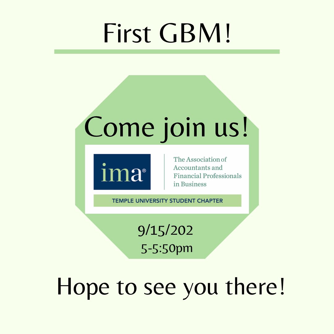 This is going to be an informal meeting to get to know our e-board, what we do here at IMA-T, how to get involved with our SPO, and any other questions you may have. 

Zoom link: temple.zoom.us/j/4920443119