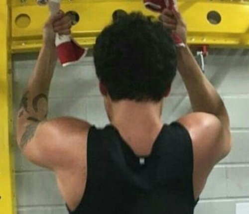 We are going to go on to his arms and specifically his left tattooed arm... and also... his swollness.