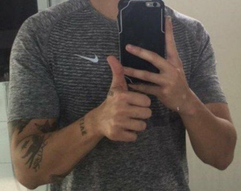 We are going to go on to his arms and specifically his left tattooed arm... and also... his swollness.