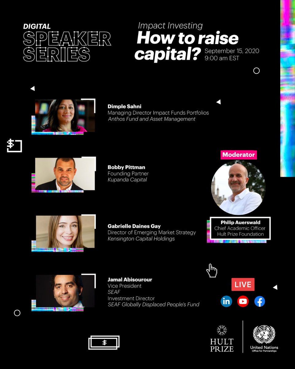 hultprize's tweet photo. 🤩 And here you have it! The complete and utterly brilliant lineup for our panel on Impact Investing! 🙌🏻 These speakers together have over 50+ yrs of experience in the field and are the top voices on #impactinvesting 💪🏻 Don't miss it https://t.co/BOJbeY3gVr @redkasbah @auerswald https://t.co/PnUj2Nw5tF