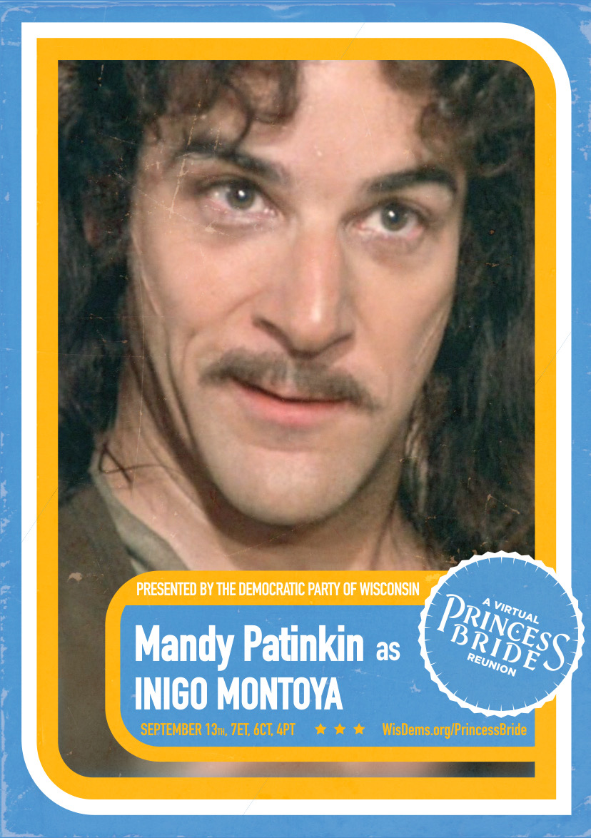 Hello. This actor's Twitter handle is  @PatinkinMandy. He plays a man bent enacting revenge upon the man who killed his father. Prepare, Princess Bride fans, to be in heaven.