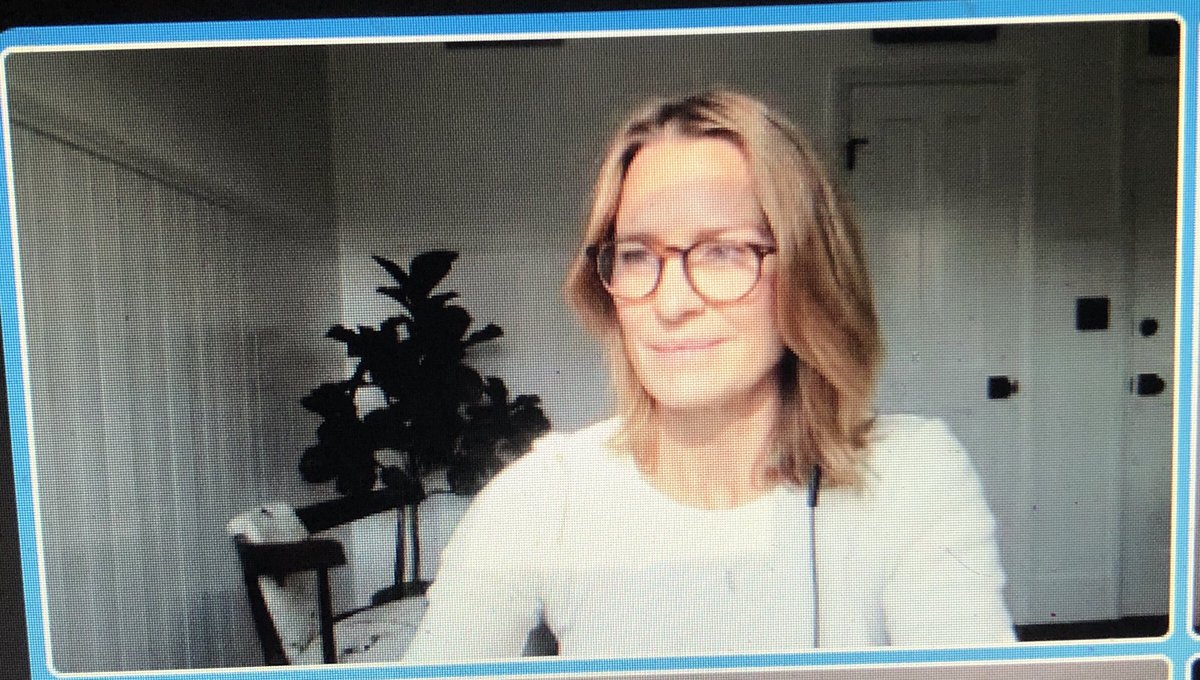 pattonoswalt's tweet image. Even over a video@“ conference call, @RealRobinWright is lit like a princess #PrincessBrideReunion