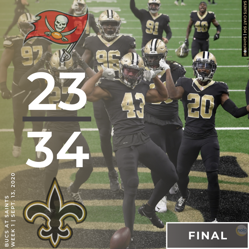 SaintsNOW's tweet photo. Your FINAL from the Superdome.

#Saints start the new season with a W. 

Next week: Vegas, baby! https://t.co/P4pNBPf3kr