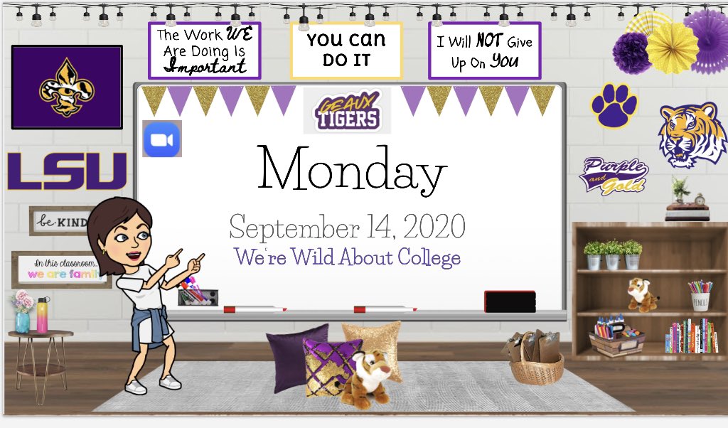 Our virtual classroom got a makeover in honor of #CollegeWeek 💜💛🐯 #GeauxTigers #MinshewStrong #myMISD