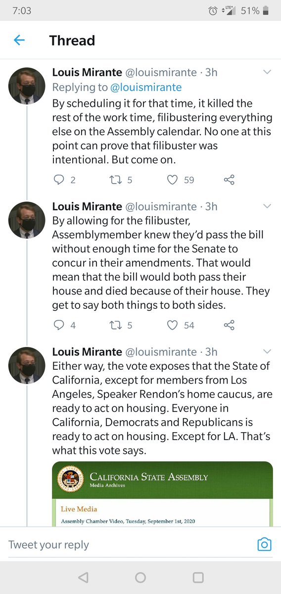 Newsom said, “If you are in denial about climate change, come to California.” He is right. If you come to California, you will see a State that blocks proposals that will reduce greenhouse gas emissions, like SB1120, which would legalize duplexes.  https://twitter.com/Scott_Wiener/status/1300087462807572481