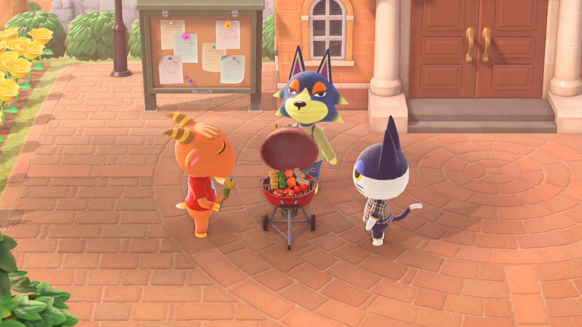 ACNHKyoshi1's tweet photo. End of summer BBQ #AnimalCrossing #ACNH #ACWolfgang #ACPunchy https://t.co/xRwjSNPaEU
