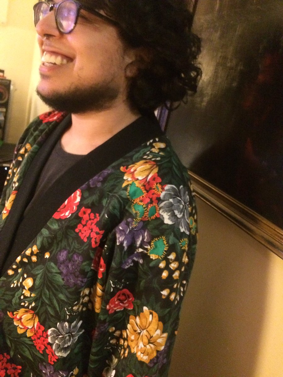 StoryBoyle's tweet photo. #VisualMending: roommate brought me his cardigan with tiny holes in the knit. Snipped away unstable fabric, under-patched, and whip-stitched the edges down. Am pleased! https://t.co/mNQMV7xfS8