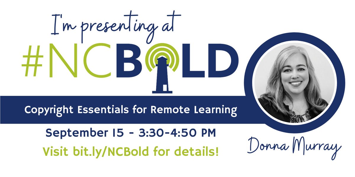 Does the topic of copyright sound boring? There are aspects of copyright law we must know, apply, &amp; model as educators. Join me as we answer questions about copyright in a remote learning setting. I promise to make it interesting!  :)
#nced #ncbold #ncitf #nctlchat #ncadmin