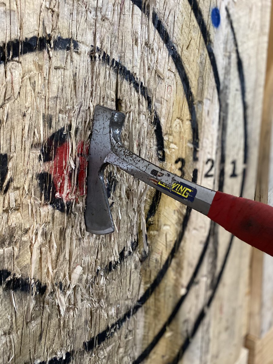 shellyayers82's tweet photo. Threw on a mask and threw some axes, can confirm is was fun this go around as well. #watl #valkyrieaxethrowing https://t.co/Jncwr86HlO