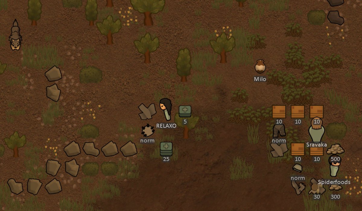 our colonists have just crash-landed with their pet guinea pig milodirectly next to a timber wolfwe're gonna, uh, just ignore her for now
