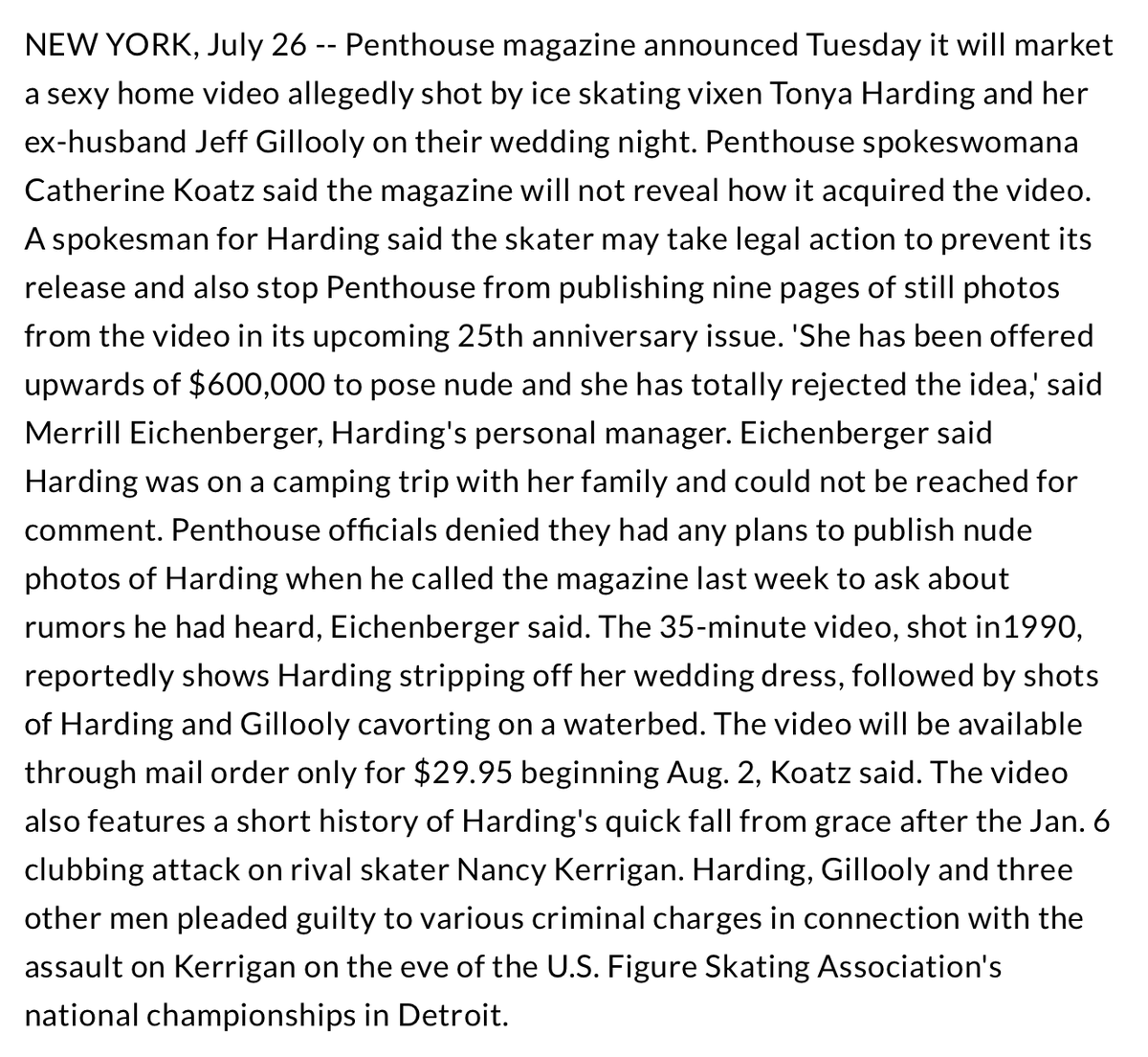 Many things happened Tonya that are unfair that people don& #39;t address. Immediately after being banned from figure skating, her ex-husband leaked a private video of Tonya to Penthouse, who distributed the video. This is the mid-90s version of revenge porn. It& #39;s wrong.