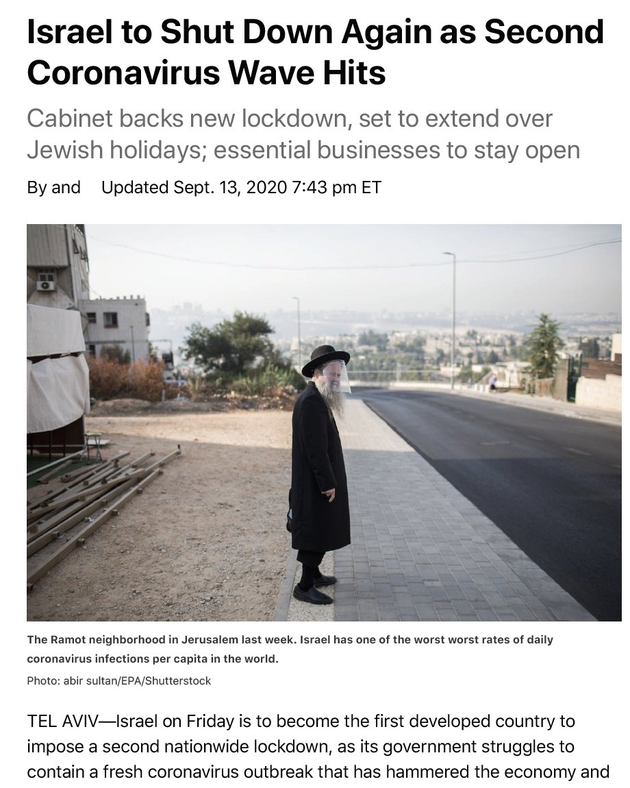 EricTopol's tweet photo. Israel, "the first developed country to impose a 2nd national lockdown" 
https://t.co/jjUUwDtvih
by @felschwartz @DovLieber 
It is now 2nd globally in new cases/capita.
And joined by France and Spain as having achieved near full suppression, but now with a substantial rebound https://t.co/v0LGFNWnln