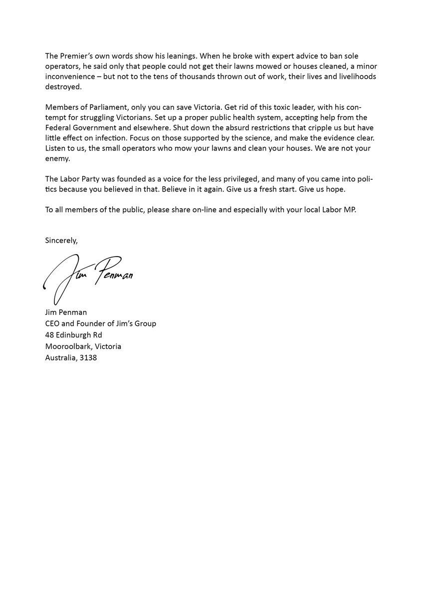 Thejimpenman's tweet photo. Open letter to the @VictorianLabor MP's.

READ ONLINE - https://t.co/zGpy1yTybp https://t.co/TAmSBoIBgQ