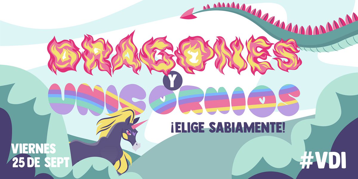 ✨Y para este #viernesdeilustración ✨ 🐉 DRAGONES 🔥 y UNICORNIOS 🦄eligen sabiamente 🌈 😉 #vdi  25 Sept