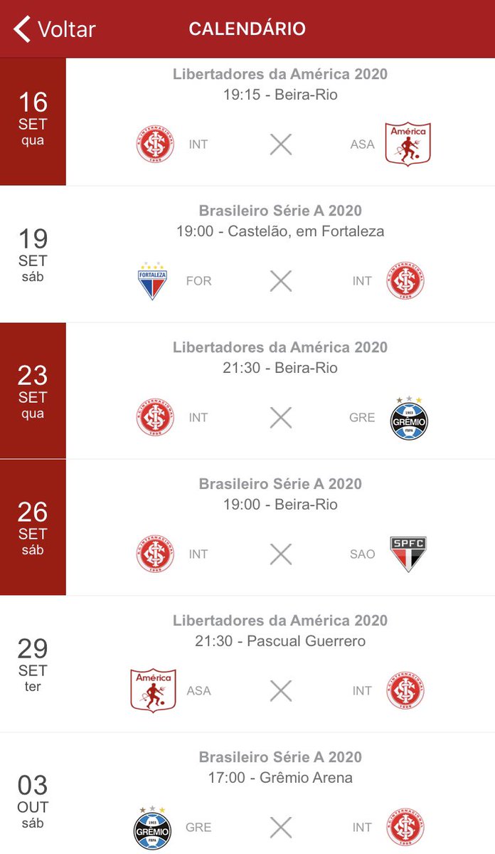 Internacional, Últimas notícias, resultados e próximos jogos