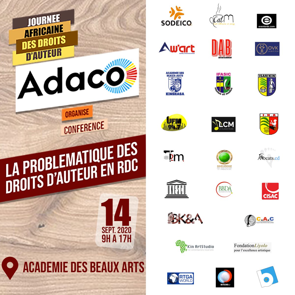 LaCliqueMusic's tweet photo. Participez en ligne à la conférence d'#ADACO sur les droits d'auteur en #RDC 

https://t.co/Z0JKSTbBC1

Le changement c'est maintenant! #RDCnabiso
#JADA20 #ConfADACO @CISACNews https://t.co/upxrizwIZA