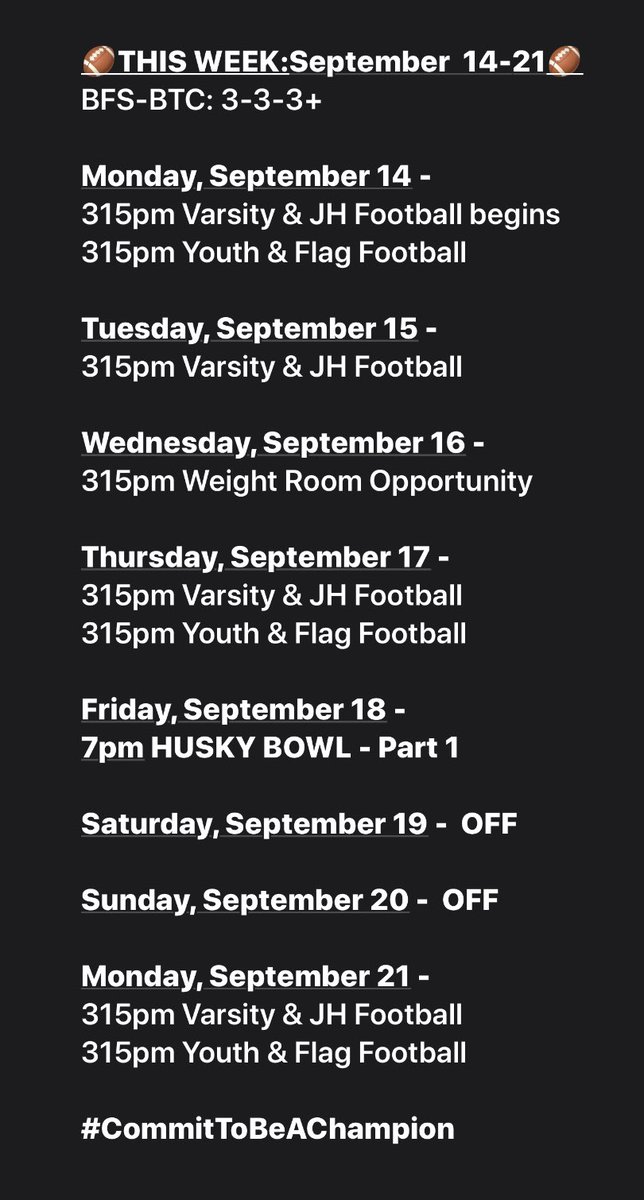 PillagerFB's tweet photo. This Week in Pillager Huskies Football 2020 - September 14 to 21...Our 3 week Preseason starts this week...time to get better...Go Huskies!! #FAMILY #WePullTogether #CommitToBeAChampion https://t.co/FJ26bIzqVj