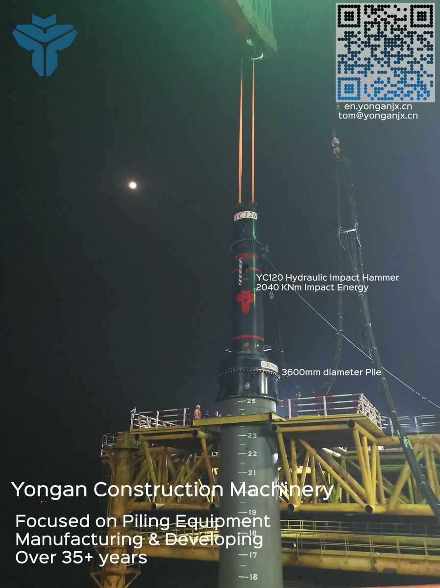ZhejiangYongan's tweet photo. #YC120 #HydraulicImpactHammer working for West Pacific #OffshoreWindPower pile driving project
This is our 10th offshore Wind Power Construction Project for our #PilingEquipment
https://t.co/PU6PFbBOPo
tom@yonganjx.cn
#HydraulicPilingHammer #DeepFoudation #FoundationPiling https://t.co/tQfJqK6LOO