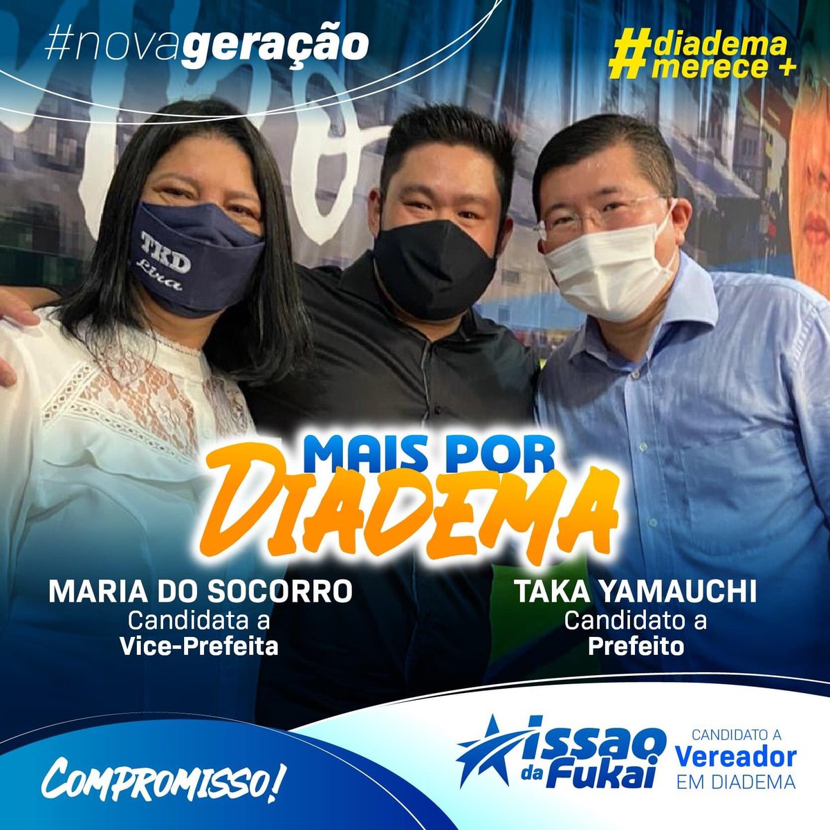 issaofukai's tweet photo. Com a nosso Candidato a Prefeito de Diadema o Taka Tamauchi e a Maria do Socorro vice prefeita. #issaofukai #issaodafukai #issao #diadema https://t.co/6Ox40bTo8E