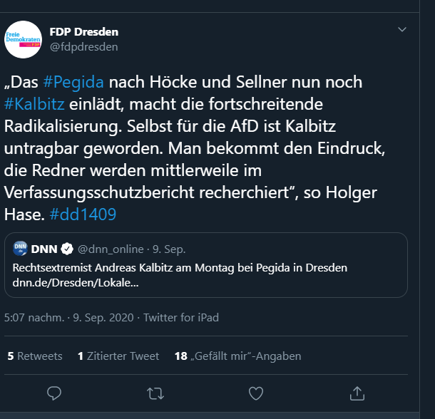 dontcallitsndng's tweet photo. Das Märchen von der "fortschreitende[n] Radikalisierung". Vielleicht erinnert sich ja noch wer an die #Festerling u. ihre verbalen Exzesse (und das war ja noch längst nicht alles). Wir befinden uns bereits im 6. Pegida-Jahr. Heute wieder @pegidafrei. #dd1409 #nopegidaDD 
(Hell) https://t.co/YdYp7e06fU