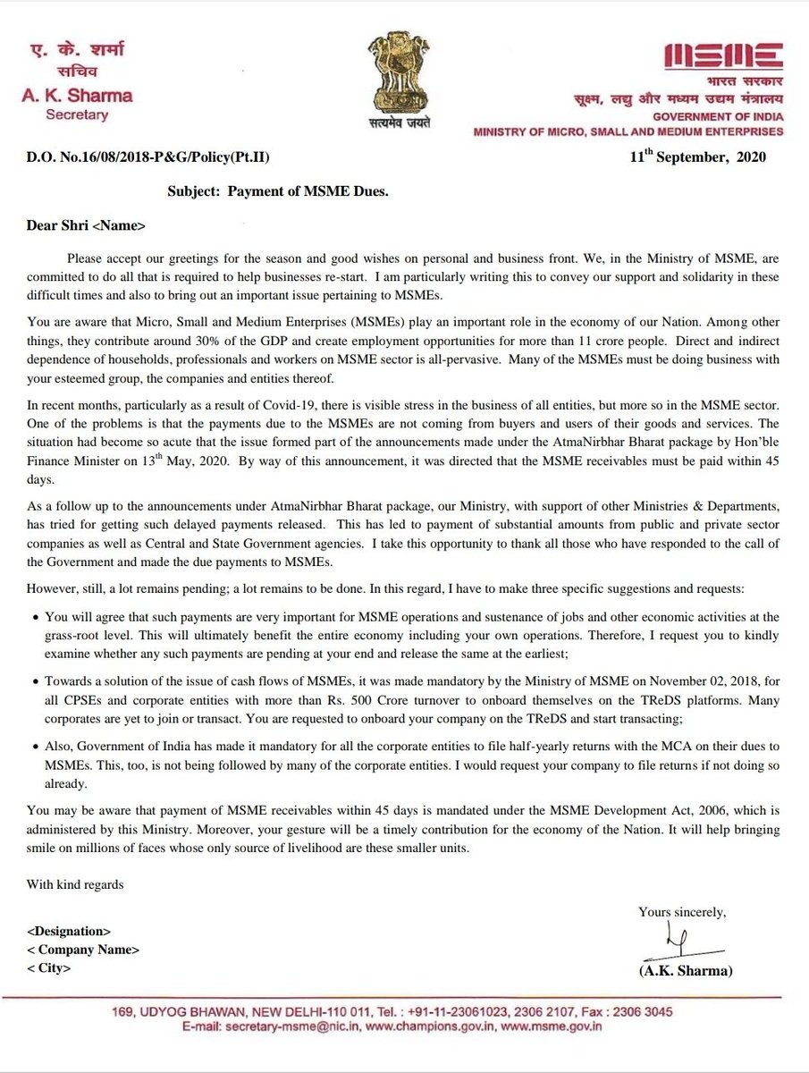 Dues of MSMEs : Ministry of MSME takes the efforts even deeper to realise these payments

After Government Agencies and Public Sector Units, Union Ministry takes up the matter with Private Coprporates too

pib.gov.in/PressReleseDet…
<a href="/minmsme/">Ministry of MSME</a> <a href="/nitin_gadkari/">Nitin Gadkari</a> <a href="/OfficeOfNG/">Office Of Nitin Gadkari</a>