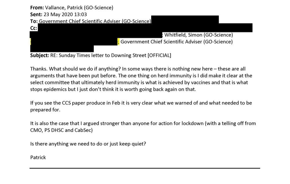 As UK Covid cases rise, new insight into the debate over lockdown restrictions back in MarchI've obtained this email from Govt's Chief Scientific Adviser Vallance says he "argued stronger than anyone for action for lockdown" but received a "telling off" from senior officials