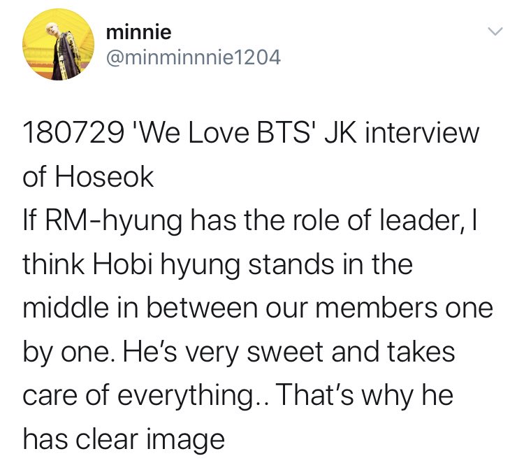 JK about Hoseok: