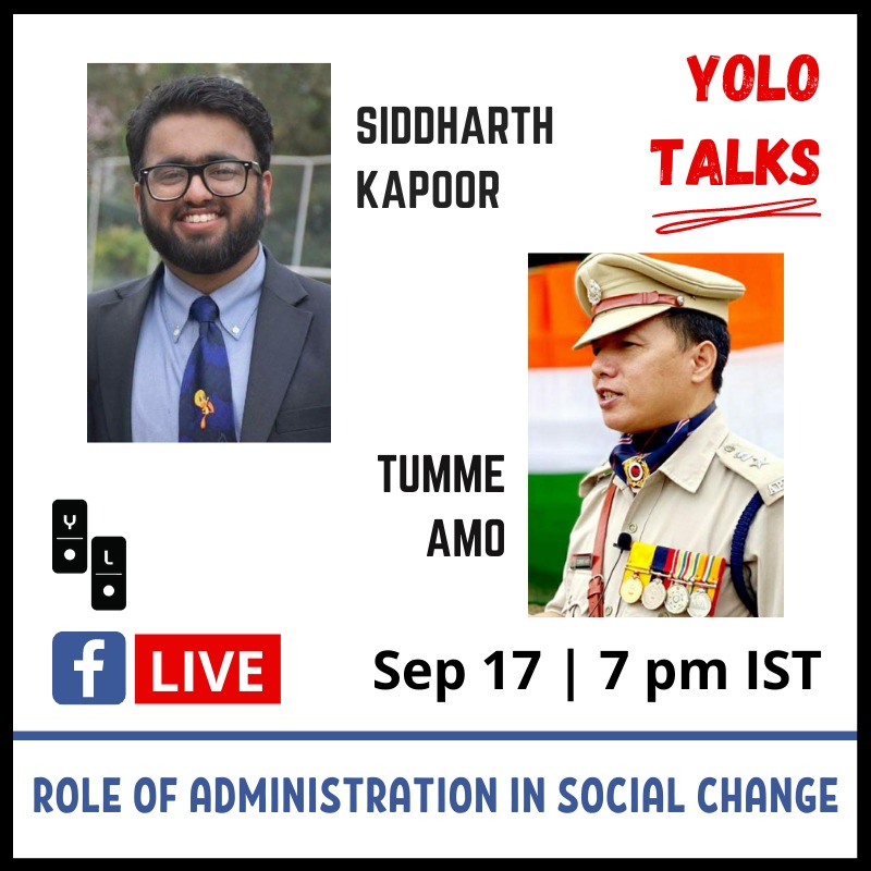 CampaignYolo's tweet photo. T Amo, SP, Itanagar will be talking to us LIVE on Facebook this Thursday at 7 PM on role of administration in social change. He is the recipient of many police medals and national awards and it's an honor to host him at #YOLOTalks https://t.co/ufbuIAyoLF
