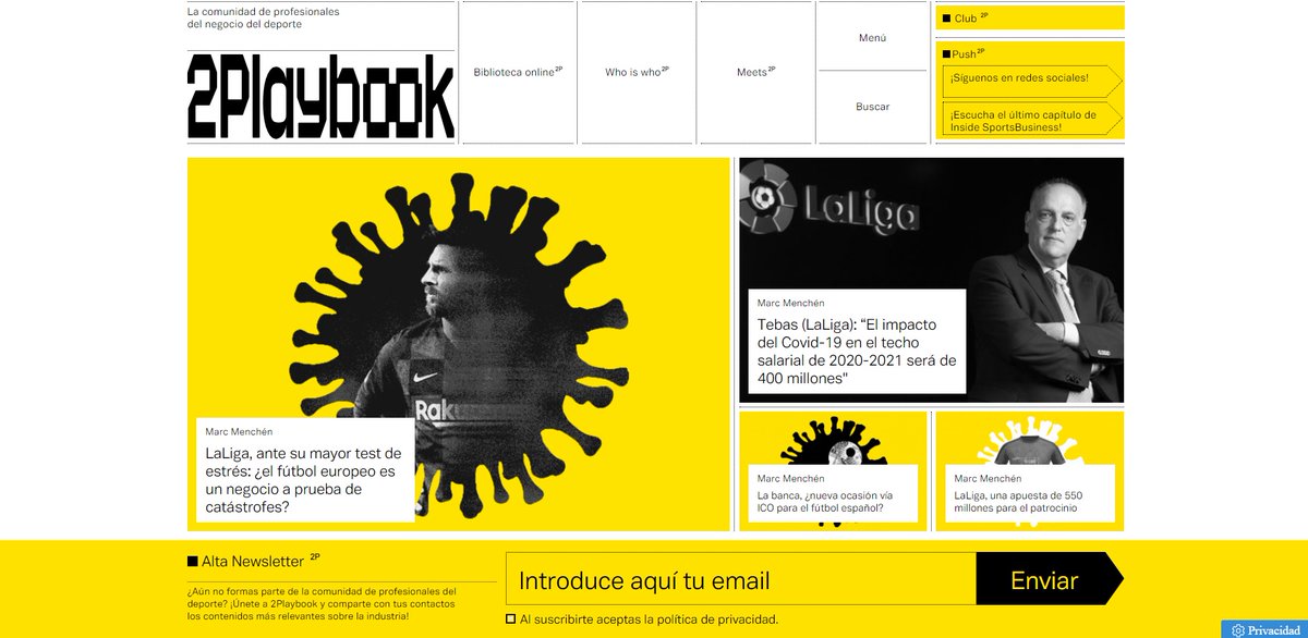 2Playbook's tweet photo. ¡Buenos días!
Hoy tenemos algo muy importante que contaros. Tras unas semanas instalados sólo en redes, ya tenemos nuevo hogar para la comunidad de profesionales del deporte. Esperamos que os guste; todo feedback será bienvenido. https://t.co/oChcnqUefd

¡Seguimos construyendo! https://t.co/FN6Ym77BXg