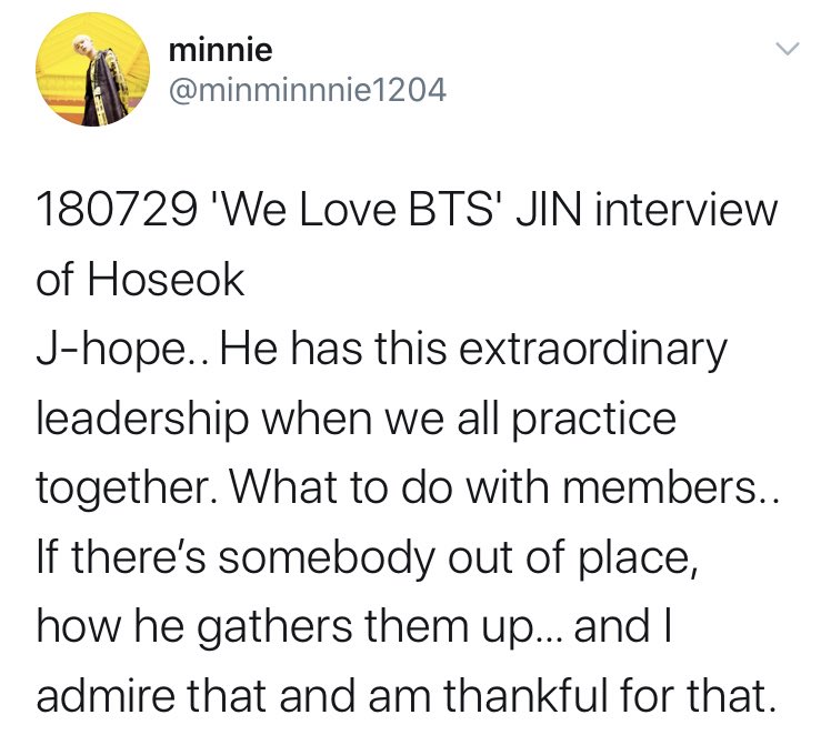 Taehyung & Jin about Hoseok: