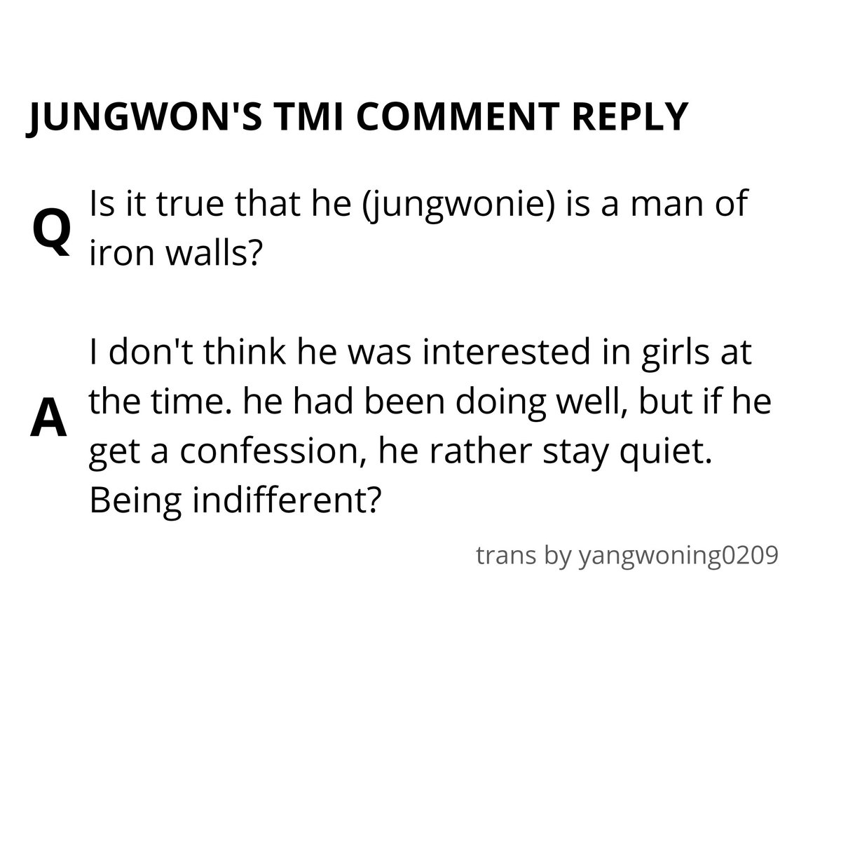 [17] iron wall man is like a cold man(?) KSKSKSKS THIS LITTLE BABIE DON'T KNOW TO INTERACT WITH GIRL YET JUNGWONIE IS THE CUTEST