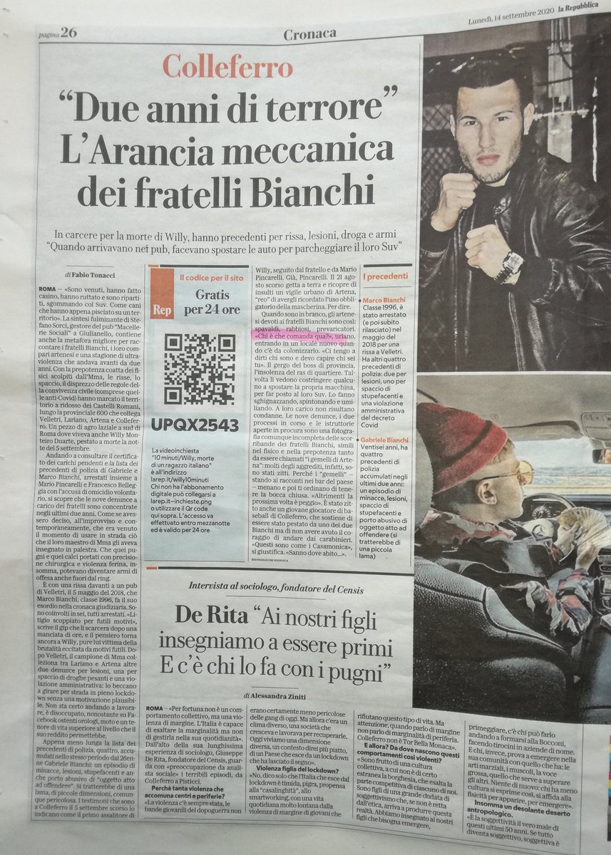 saveriolakadima's tweet photo. @rubio_chef Cose su cui bisogna riflettere: non hanno ancora chiesto scusa alla famiglia #Duarte; né appaiono pentiti di quanto facevano prima. Il loro unico obiettivo ora è non finire in cella con gli altri reclusi.
Guappi fuori, conigli dentro.
Per Willy e le altre vittime.
#Collefferro https://t.co/blmBxmv06n