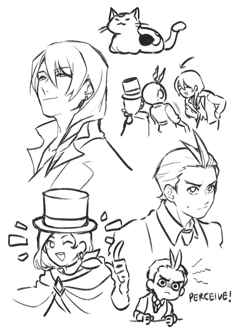 Gyakuten saiban quick sketches because I can't get Mr. Piano Gavin's Guilty Love out of my head I DEMAND RESPONSIBILITY FOR THAT, KLAVIER 