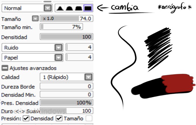 les comparto los pinceles que mas uso a la hora de dibujar, el de lineart, el que mas uso para bocetear, y el bebe de las sombras, adoro hacer todas las sombras con el 