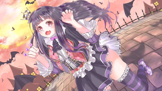 だいぶ早いですけど涼しくなってきたのでハロウィンみこみこです。Trick or Treat !!( お菓子くれなきゃ、いたずらしちゃうぞ!)#みこみこアート#みことのふともも 