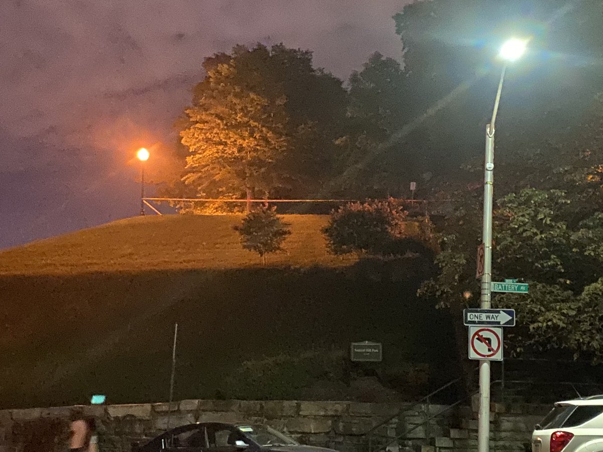 Federal Hill park now roped off with crime tape. Personally heard three shots just after 11. <a href="/BaltimorePolice/">Baltimore Police</a> homicide was notified.