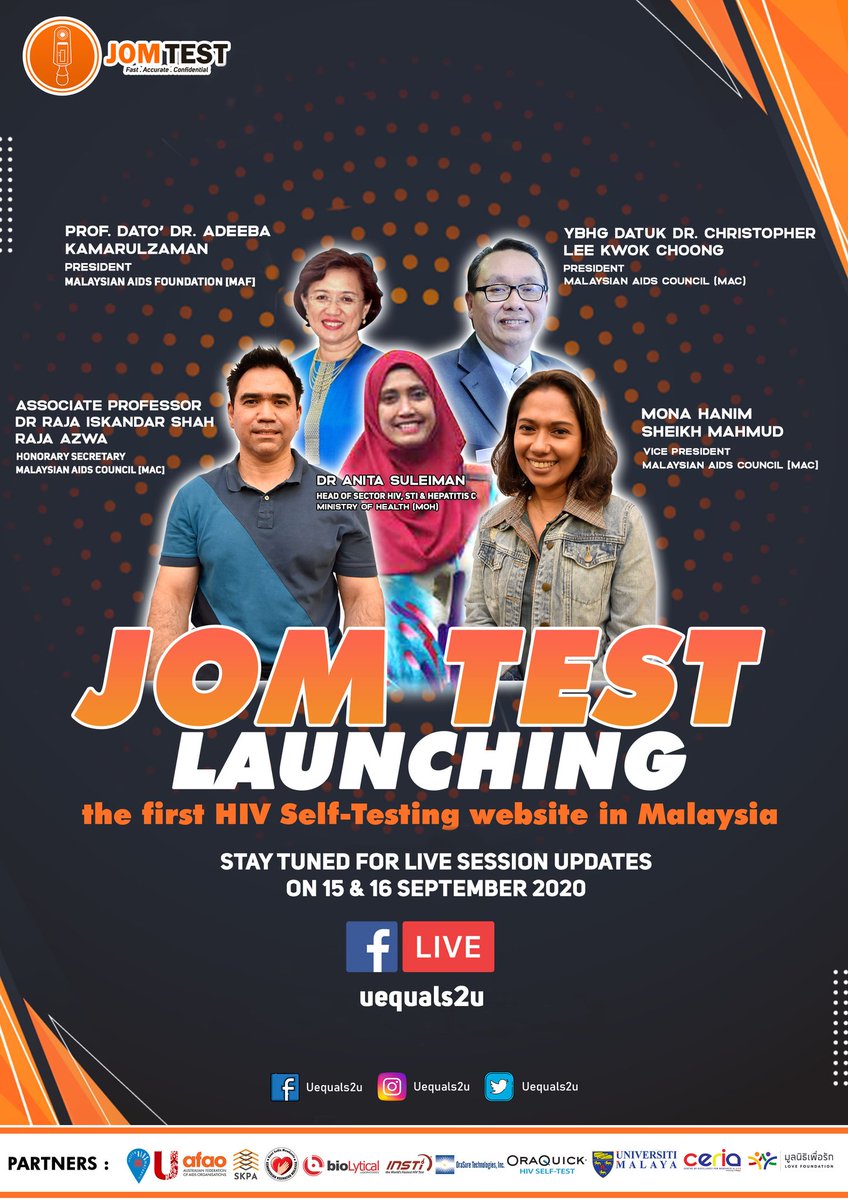 uequals2u's tweet image. 📌LAMAN WEB HIV SELF-TESTING PERTAMA DI MALAYSIA AKAN DIRASMIKAN.

📌SERTAI KAMI DAN SAVE THE DATE!

📌PELBAGAI AKTIVITI MENARIK DIADAKAN SECARA LIVE VIRTUAL.

#MalaysiaPrihatin2020 #HariMalaysia2020 #hivselftesting #Uequals2u #malaysiaaidscouncil