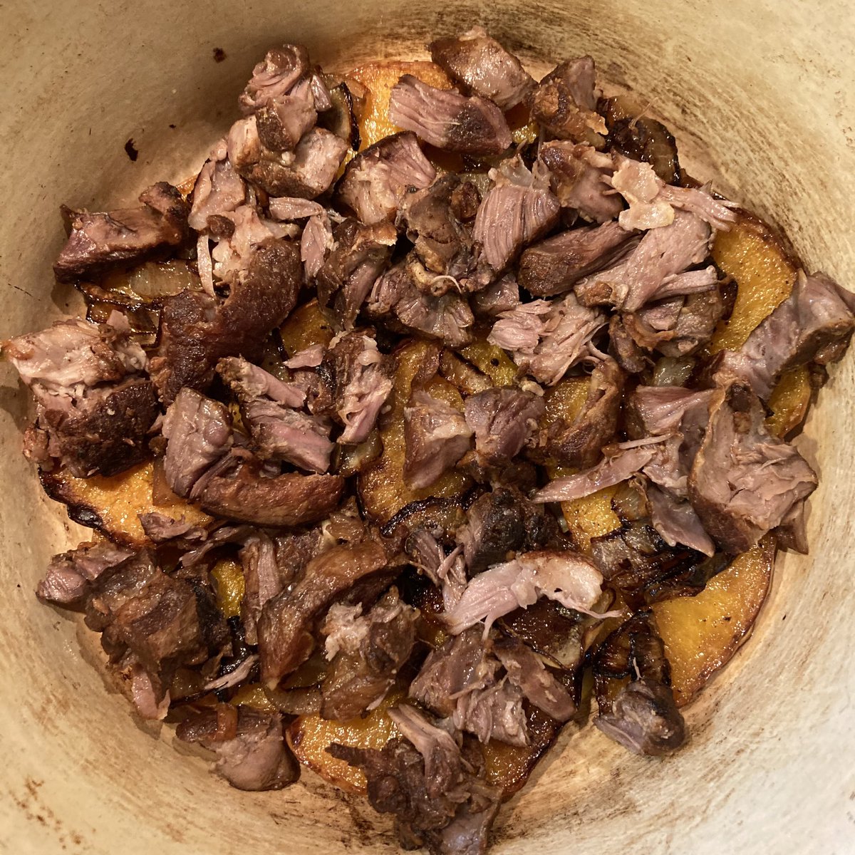 I got medieval tonight and made maqloubeh!  Maqloubeh literally means “upside down” in Arabic, and it’s a layered dish of fried vegetables and meat first attested in the 13th c. cookbook from Baghdad, the Kitab al-Tabikh.