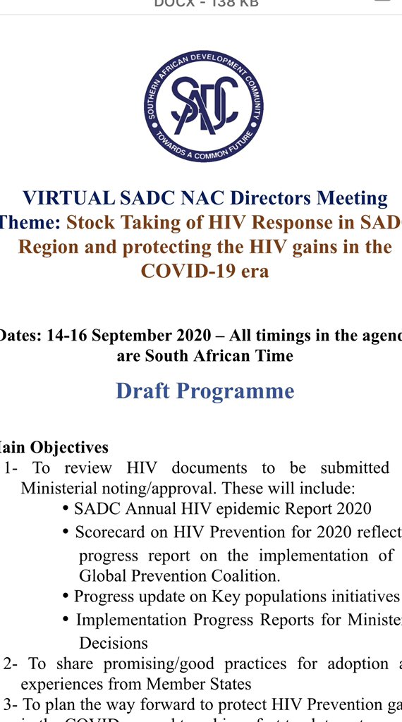 AlankarMalviya's tweet photo. #HIVPreventionESA NAC Directors’ meeting of @SADC_News starts today, reviewing progress and planning to protect HIV prevention gains during #COVID19 .@UNAIDS @UNFPA @UNDP @_ARASAcomms @NetworkAthena @WHOAFRO @UNAIDS_ESA @ChumaAeneas https://t.co/PED4y5I1A9