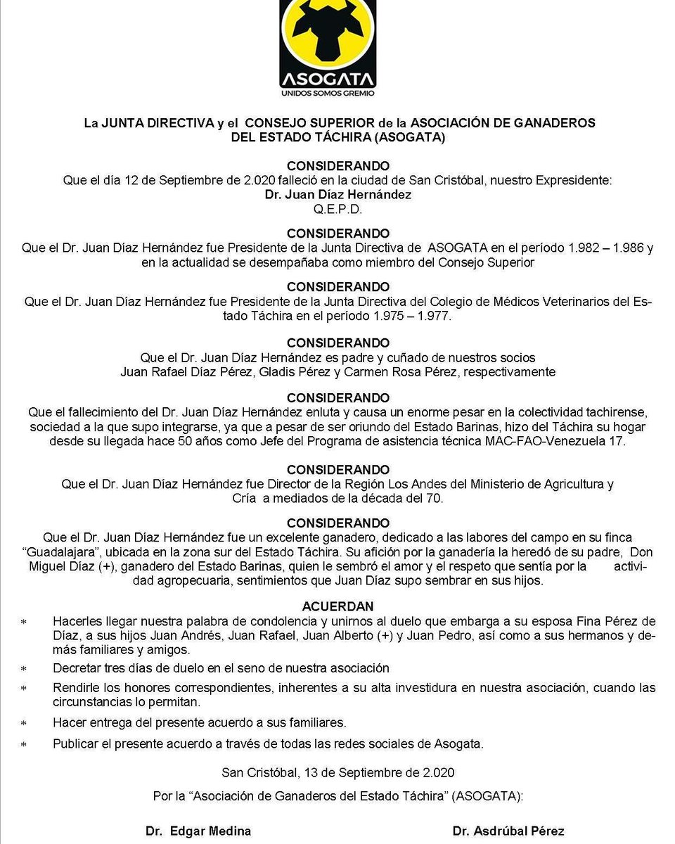 ASOGATA - Asociación de Ganaderos del Táchira (@asogata) on Twitter photo 2020-09-14 03:39:53