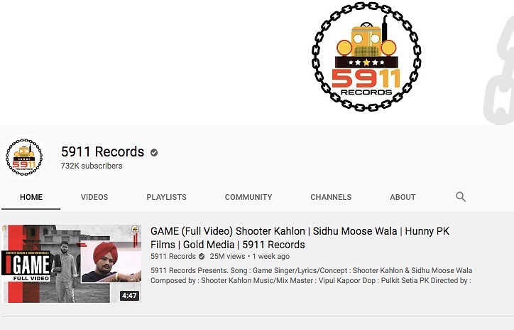 5911Record's tweet photo. #5911Records Verified on @YouTube https://t.co/ngt9jQEaag

#Game 25 Millions Views and 732k Subscribers.
@5911Record @SidhuMooseWala https://t.co/6lHh03wHgO