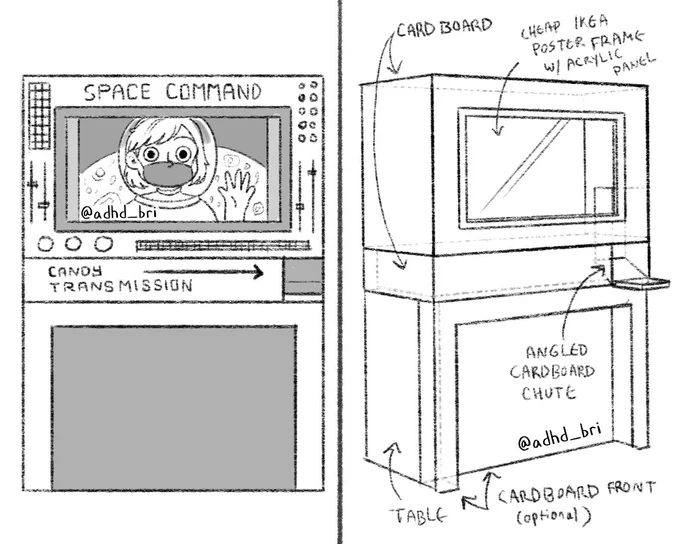 This is my current project! When a trick or treater comes up I can drop candy down the chute. I wanted to make an idea that would be fun for the kids, but still put a barrier between myself and them. And the base design can be customized to fit other themes. 