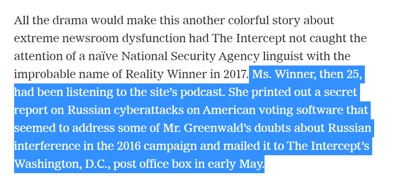 "A key point of the article is I had nothing to do with the story"No, a key point of the article is that she listened to you speak on the podcast & thought she had proof that would inform your position on Russian 'interference', but instead you're a bad faith actor.